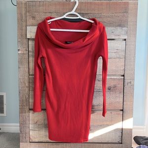 Crimson red long sleeved shirt dress size M